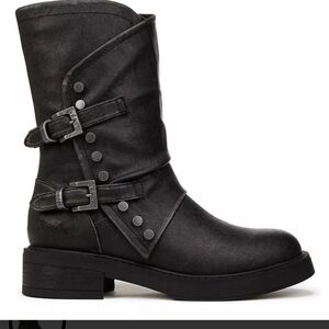 💥Rugged Black Moto Boots with Buckle Detail